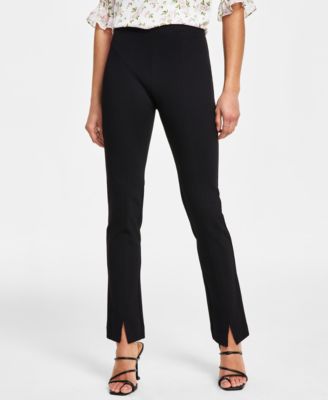 CeCe - Front-Slit Straight-Leg Pont&eacute; Pants