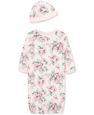 Little Me - Baby Girls 2-Pc. Sleep Gown & Hat Set