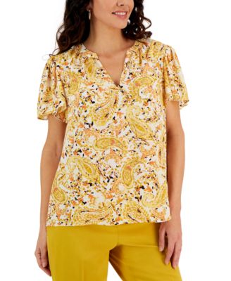 Kasper - Women's Flutter-Sleeve Peasant Top