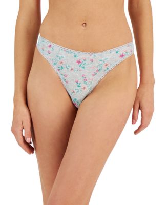 Charter Club - Women's Lace-Trim Pretty Cotton Thong 100097446