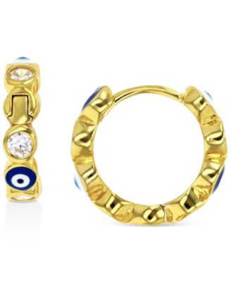 Macy's Brand - Cubic Zirconia Hoop Earrings in Sterling Silver or 14k Gold over Sterling Silver, 1/2"