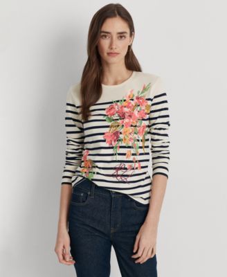 Lauren Ralph Lauren - Women's Floral & Striped Jersey Long-Sleeve T-Shirt
