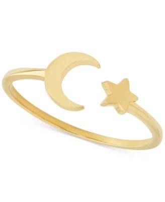 Macy's Brand - Polished Crescent Moon & Star Cuff Ring in 10k Gold