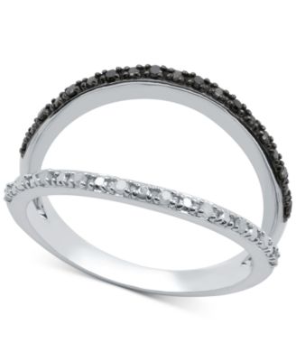 Macy's Brand - Black Diamond (1/10 ct. t.w.) & White Diamond (1/10 ct. t.w.) Split Ring in Sterling Silver