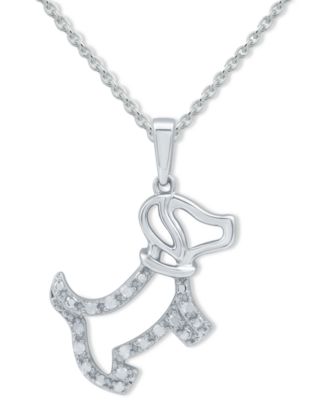 Macy's Brand - Diamond Dog 18" Pendant Necklace (1/10 ct. t.w.) in Sterling Silver