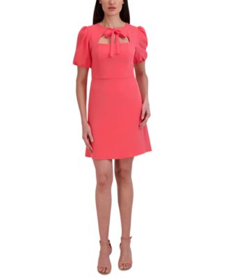 julia jordan - Women's Scuba Crepe Tie-Neck Short-Sleeve Dress