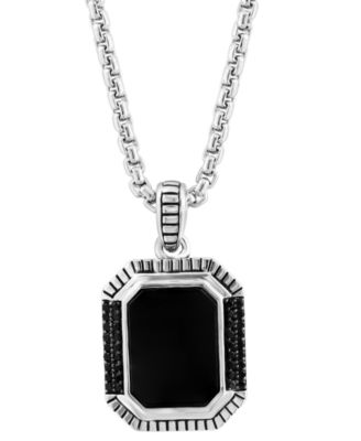 EFFY Collection - Men's Onyx & Black Spinel 22" Pendant Necklace in Sterling Silver