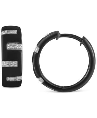 Macy's Brand - Men's Diamond Zigzag Small Hoop Earrings (1/20 ct. t.w.), 0.625" (Also in Black Diamond)