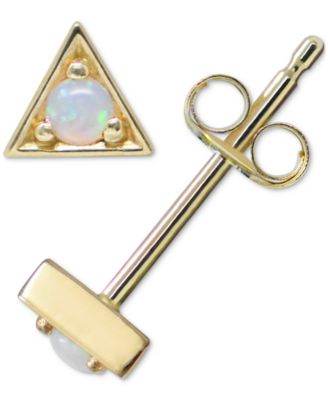 Anzie - Emerald Triangle Stud Earrings in 14k Gold (Also in Turquoise, Australian Opal, & Sapphire)