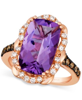 Le Vian - Grape Amethyst (5-1/10 ct. t.w.) & Diamond (3/8 ct. t.w.) Halo Statement Ring in 14k Rose Gold