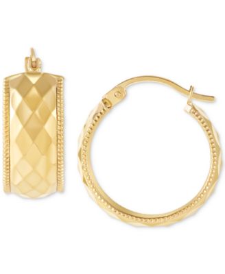 Macy's Brand - Wide Width Patterned Small Hoop Earrings in 10k Gold, 1"