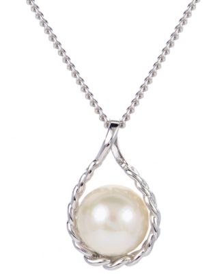 Macy's Brand - Cultured Freshwater Pearl (8mm) Chain Link 18" Pendant Necklace in Sterling Silver
