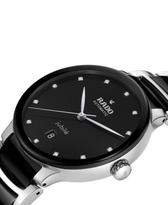 Rado - Men's Swiss Automatic Centrix Diamond (1/10 ct. t.w.) Black High-Tech Ceramic & Stainless Steel Bracelet Watch 40mm
