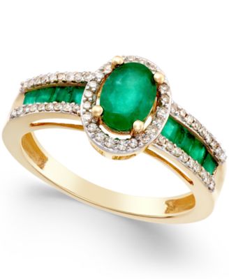 Macy's Brand - Emerald (1-1/3 ct. t.w.) and Diamond (1/4 ct. t.w.) Ring in 14k Gold (Also in Sapphire & Ruby)