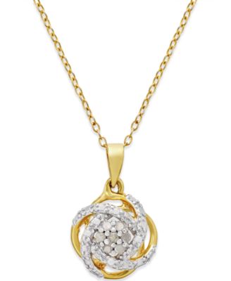 Macy's Brand - Diamond Love Knot Pendant Necklace (1/10 ct. t.w.) in 18k Gold-Plated Sterling Silver