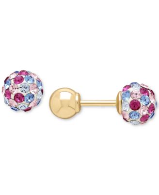 Macy's Brand - Pink and Blue Crystal Reversible Earrings in 14k Gold
