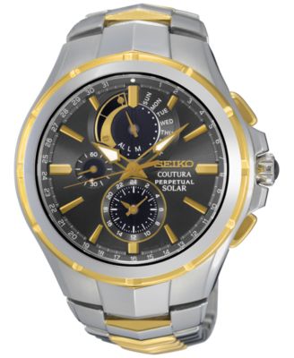 Seiko - Men's Solar Chronograph Coutura Two-Tone Stainless Steel Bracelet Watch 44mm SSC376