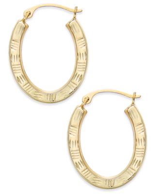 Macy's Brand - Textured Oval Hoop Earrings in 10k Gold