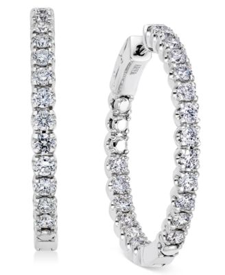 Macy's Brand - Diamond In-and-Out Hoop Earrings (3 ct. t.w.) in 14k White Gold