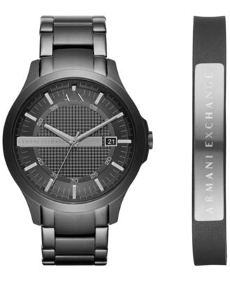 A|X Armani Exchange - Men's Hampton Black Stainless Steel Bracelet Watch Gift Set 46mm X7101