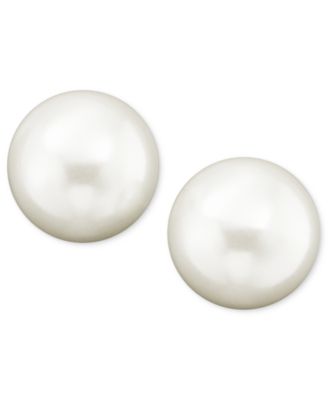 Lauren Ralph Lauren - Sterling Silver Plated Glass Pearl Stud (10mm) Earrings