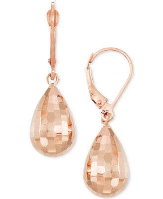 Macy's Brand - Textured Teardrop Drop Earrings in 14k Rose Gold