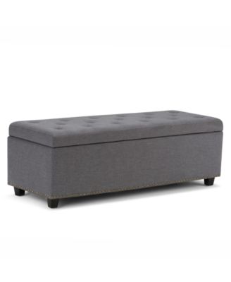 Simpli Home - Fabric Rectangular Ottoman, Direct Ship