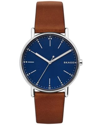 Skagen - Men's Signatur Brown Leather Strap Watch 40mm SKW6355