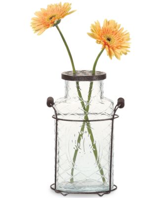 3R Studio - Glass Vase with Metal Frog Lid