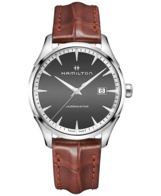 Hamilton - Men's Swiss Jazzmaster Light Brown Leather Strap Watch 40mm