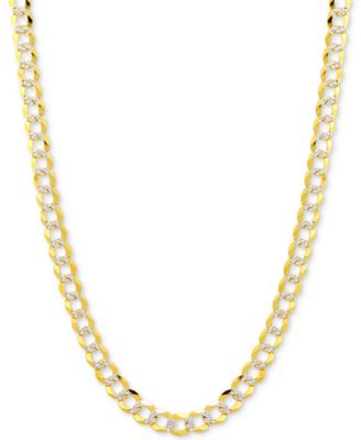 Italian Gold - Two-Tone Open Curb Link Chain Necklace in 14k Gold & White Gold