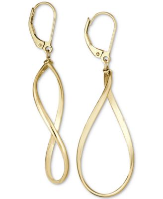 Italian Gold - Polished Oval Drop Earrings in 14k Gold