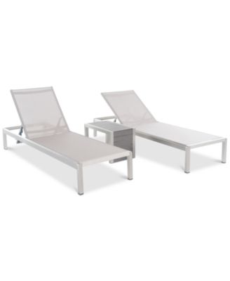 Noble House - Greyson Outdoor 3-Pc. Chaise Lounge & C-Shaped Table Set, Quick Ship