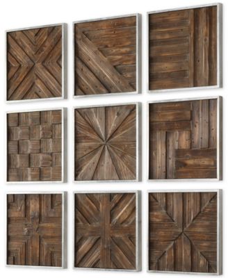 Uttermost - Bryndle 9-Pc. Rustic Wooden Squares Wall Art Set