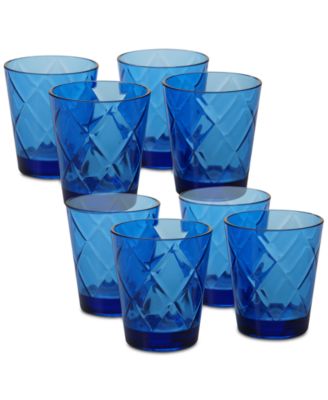 Certified International - Cobalt Blue Diamond Acrylic 8-Pc. Double Old Fashioned Glass Set