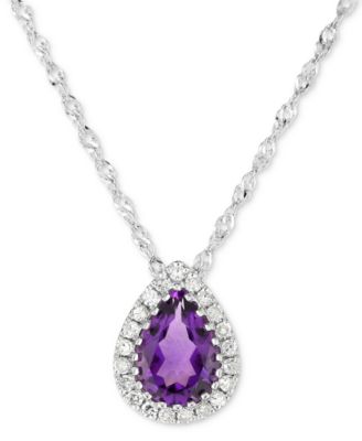Macy's Brand - Peridot (5/8 ct. t.w.) & Diamond Accent Teardrop 18" Pendant Necklace in 14k White Gold