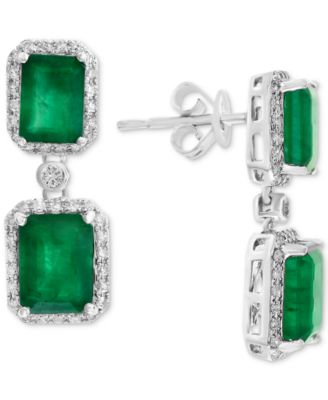 EFFY Collection - Emerald (4-3/4 ct. t.w.) & Diamond (3/8 ct. t.w.) Drop Earrings in 14k White Gold or Yellow Gold