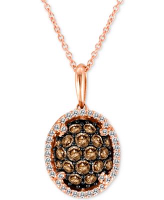 Le Vian - Diamond Oval Cluster 18" Pendant Necklace (3/4 ct. t.w.) in 14k Rose Gold