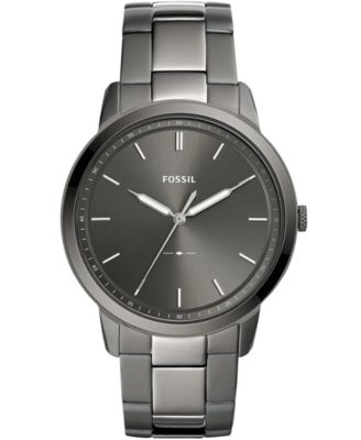 Fossil - Men's Minimalist Smoke Stainless Steel Bracelet Watch 44mm