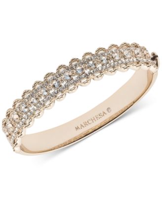 Marchesa - Gold-Tone Crystal Filigree Bangle Bracelet
