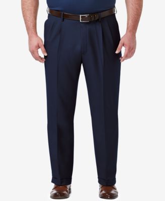 Haggar - Men's Big & Tall Premium Comfort Stretch Classic-Fit Solid Pleated Dress Pants