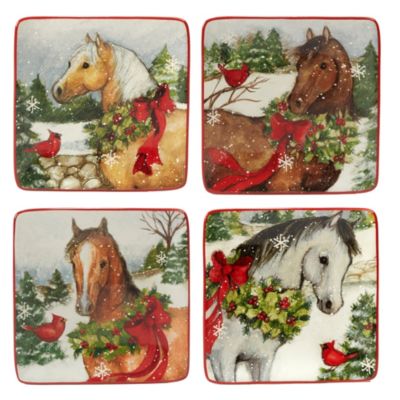 Certified International - Christmas on the Farm 4-Pc. Canape Plate asst.