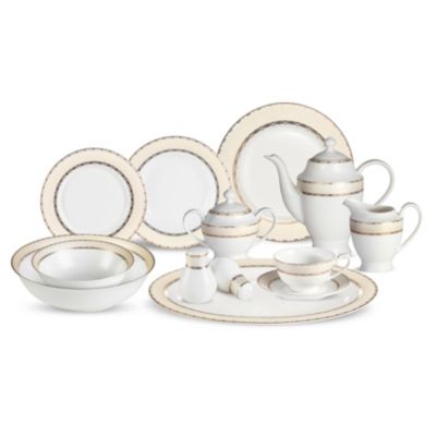 Lorren Home Trends - 57 Piece Dinnerware Set-Bone China Service for 8-Margaret