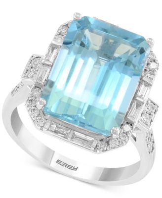 EFFY Collection - Aquamarine (6-7/8 ct. t.w.) & Diamond (1/2 ct. t.w.) Ring in 14k White Gold