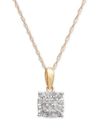 Macy's Brand - Diamond Cluster 18" Pendant Necklace (1/10 ct. t.w.) in 10k Gold