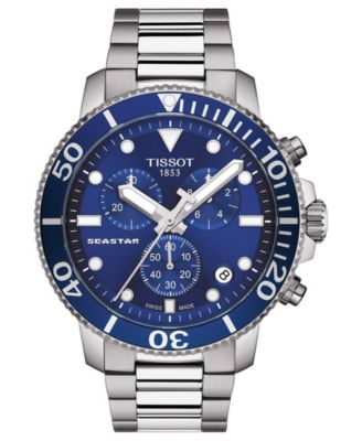 Tissot - Men's Swiss Chronograph Seastar 1000 Stainless Steel Bracelet Watch 45.5mm