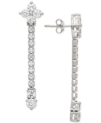Arabella - Cubic Zirconia Linear Drop Earrings in Sterling Silver