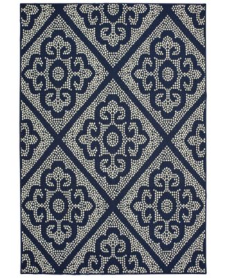 Oriental Weavers - Marina 3804B Navy/Ivory 2'5" x 4'5" Indoor/Outdoor Area Rug