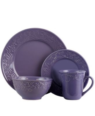 Elama - Lilac Fields 16-Piece Dinnerware Set
