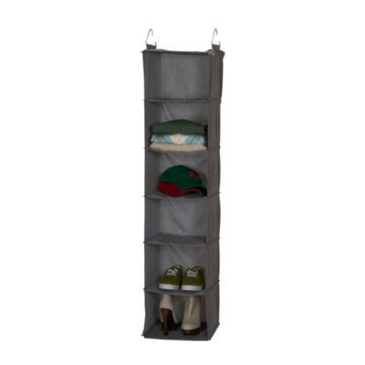 Household Essentials - Gray Linen 6-Shelf Hanging Closet Organizer